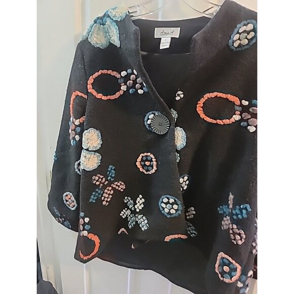 Anis A Womans Boho Embroidered 60s Style Wool Jacket Coat. Fully Line. Small - Picture 4 of 13